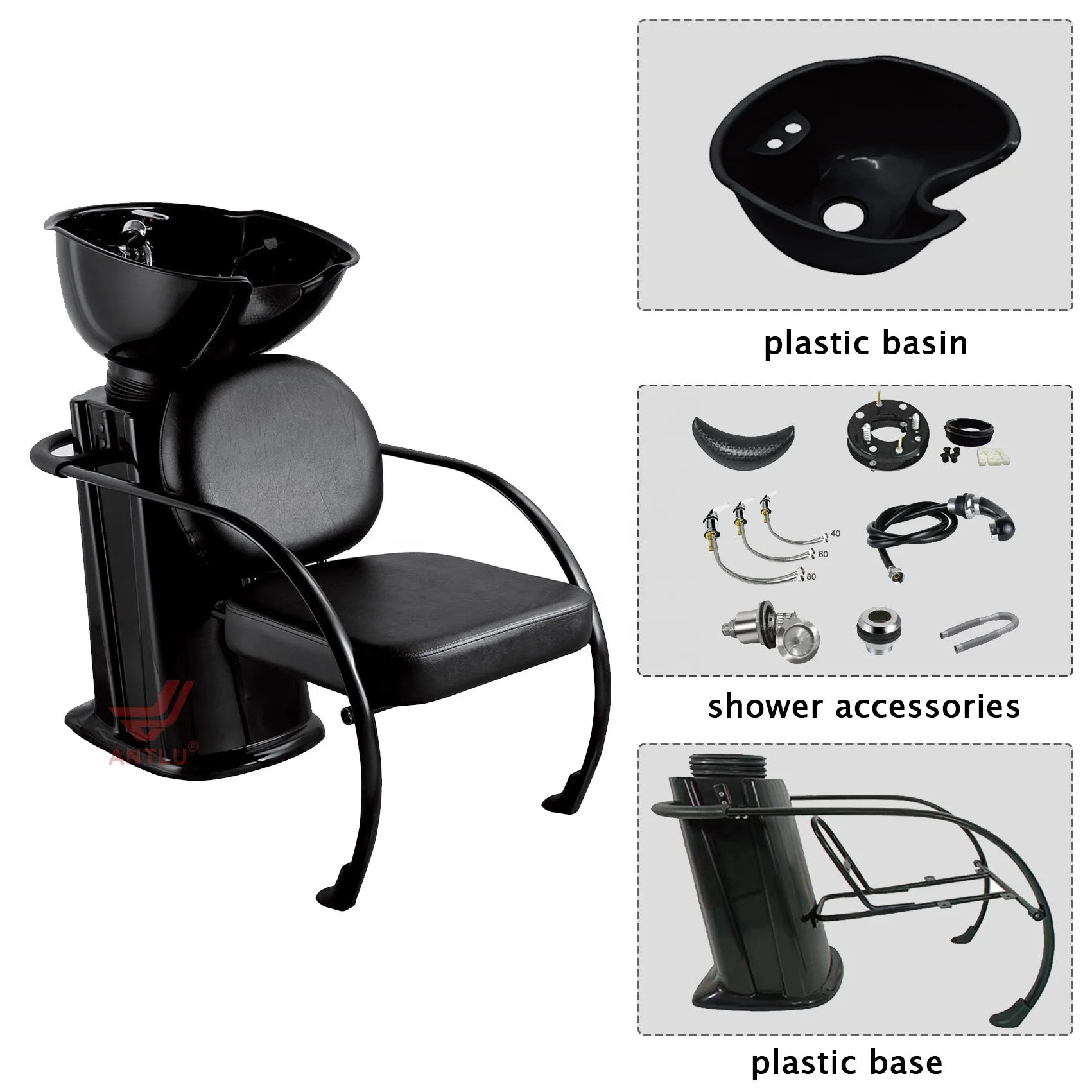 Wholesale Metal Shampoo Chair Salon Equipment with Ceramic Basin for Barber Shop Hospital Hotel Use