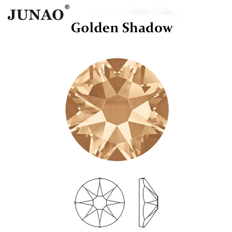 JUNAO 43 Colors Nail Art Rhinestones 8 Big 8 Small Top Quality 16 Cuts Diamonds Flatback 2088 Crystal Glass Rhinestone for Salon