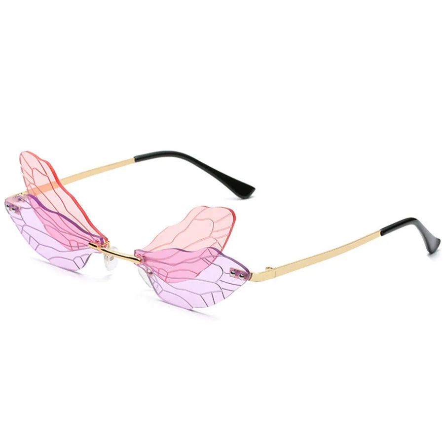 Fun Gold Rimless Street Beat Sun Glasses for Women Colorful Fun Dance Party Sunglasses Unique Rimless Frame Design