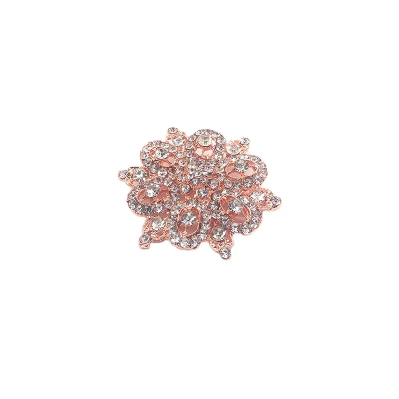 Hot Selling Rose Gold Small Rhinestone Brooches Fashion Beauty Flower Shape for Wedding Invitations & Bouquets
