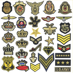 Embroidered Hot Melt Adhesive Metallic Thread Crown Patch for Hat Clothing Jeans Bags Decoration Diy Garment Embroidery Patch