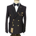 Factory Customized Stripe Suit Men's Double Breasted 6 Buttons Men's Suit Slim Wedding Groomsman Dresses Wear