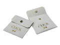 Ivory Paper Square Jewelry Pouches with Custom Logo-Metal Button Design