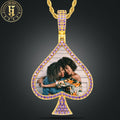 Hip Hop Jewelry Medallions Necklace Pendant Gold Plated Brass Iced Out Cz 38mm Custom Heart Picture Pendant