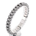 KALEN 225mm Fashion Cowhide Leather&Stainless Steel Wrapping Bandage Links Bracelet