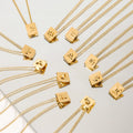 G3909 Wholesale Stainless Steel Zodiac Necklaces 18K PVD Gold Plated Sample Rectangle Block 12 Zodiac Signs Pendant Necklace