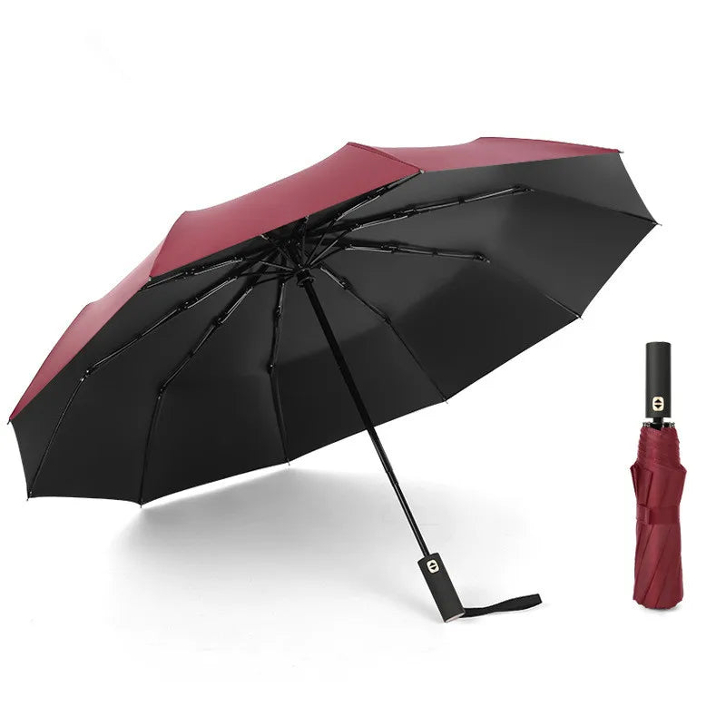 Semi-Automatic Strong Windproof 190T Big 3-Folding Rain Protection Travel Umbrella Business Gift