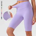 SHINBENE Freedom One Size 8" High Waist Solid Soft Yoga Workout Athletic Shorts Running Spandex Elastic Waist Quick Dry