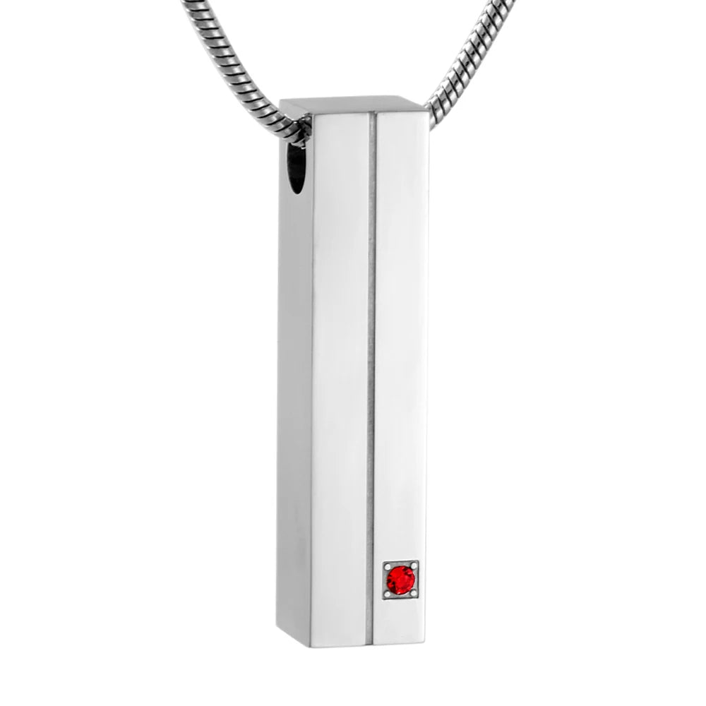 Stainless Steel Crystal Memorial Cremation Ash Holder Keepsake Pendant Cuboid Bar Urn Necklace Pendant Ashes Casket Locket