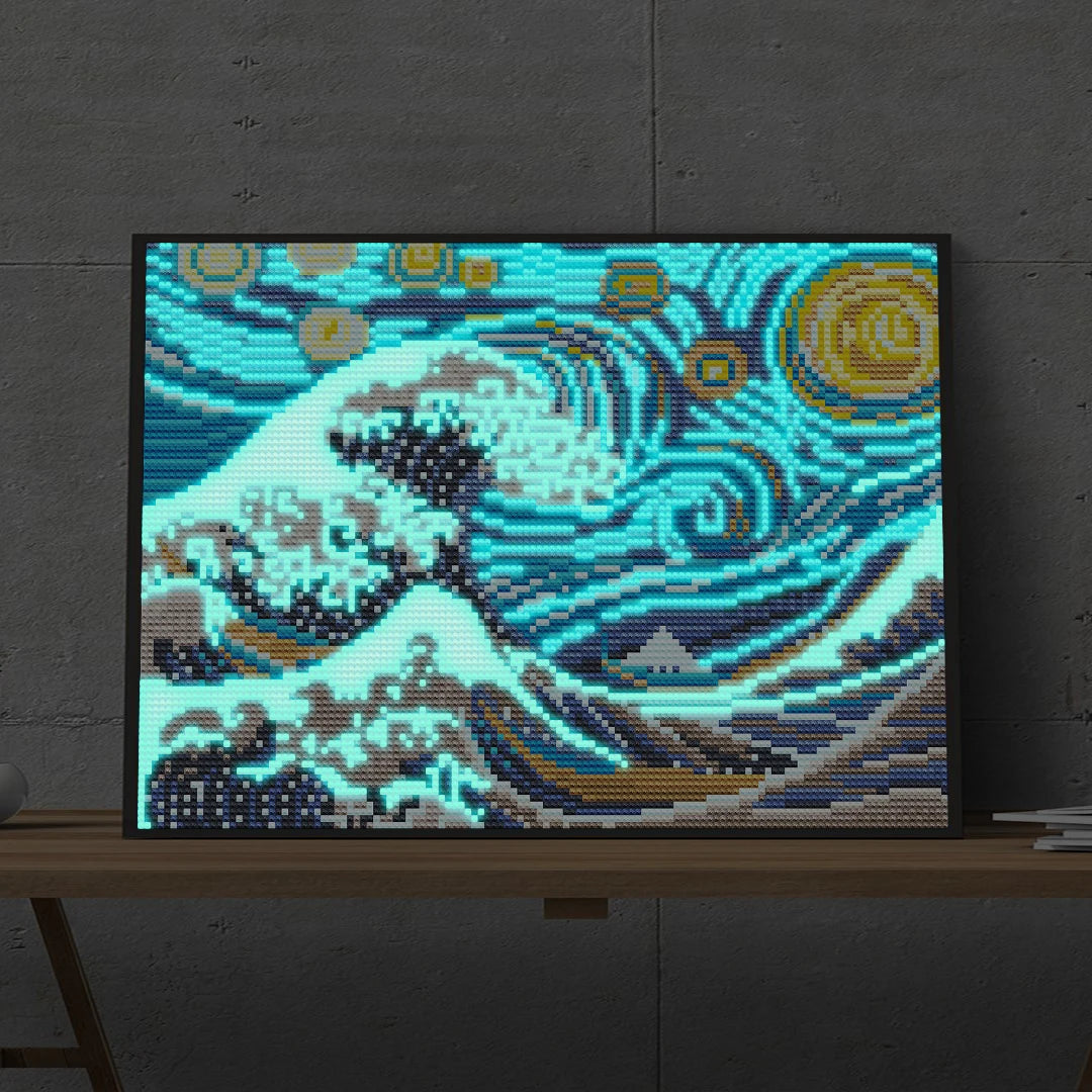 DIY 5D Diamond Painting Van Gogh Flower Glow in the Dark Printed Diamante Painting for Adults and Kids Classic Style
