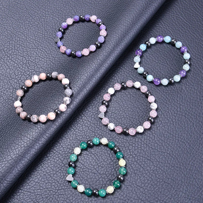 OEM Best Friend Bracelet Greeting Card Natural Stone Beads Heart Bracelet Agate Crystal Sister Bracelet