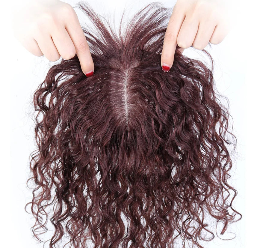 LONGFOR Customization Full Hand Tied Monofilament Base with Silk Top Human Toppers for Women Human Hair