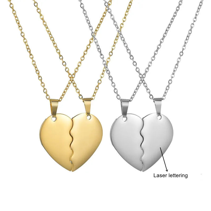 Olivia Stainless Steel Best Friend Necklaces Custom 18k Gold Broken Heart Charm Couple Necklace for Lover Gift Sister Necklace