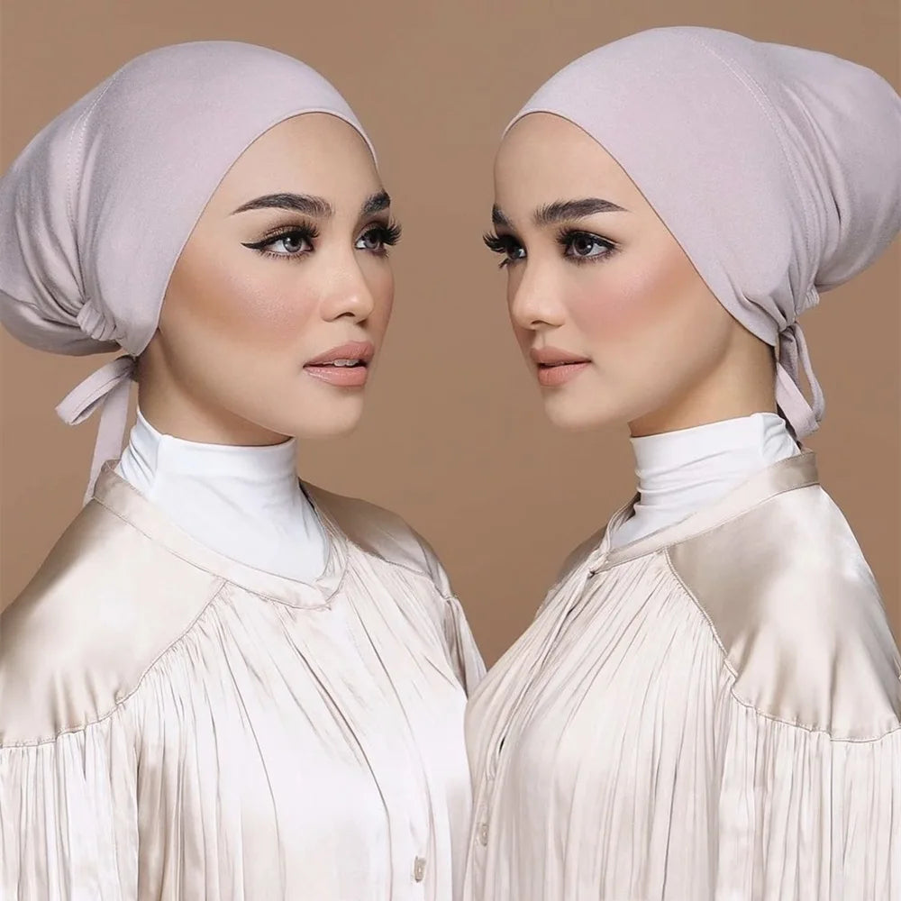 Luxury Fashion Plain Women Turban Hat Jersey Scarf Tube Inner Turban Dubai Ladies Underscarf Hijab Cap for Spring Wholesale