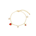 2021 CZ Crystal Fruit Charm Cute Strawberry Bracelet Heart-shaped Crystal Fruit Bracelet With Gold Chain