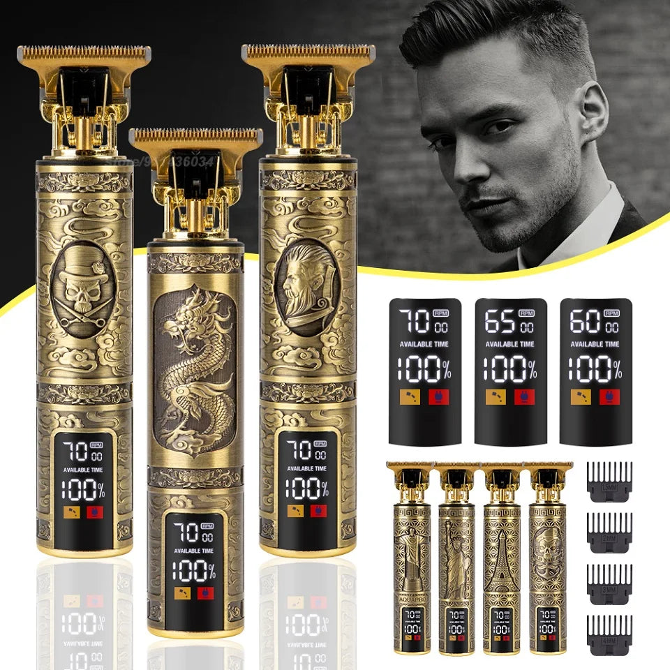 LCD Hair Clippers Professional Hair Cutting Machine Beard Trimmers for Men Barbers Shop Electric Shavers T9 Hair Cutter/
