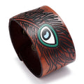 Wholesale Men's Vintage Genuine Leather Bracelet New Indentation Peacock Feather Fashion Wristband
