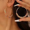 Exaggerated Personality Handwrapped Leopard Fabric Big Alloy Circle Hoop Earrings for Womens' Jewelry