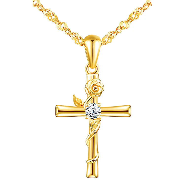 Wholesale Baptism Souvenirs 925 Silver Gold Plated Cross Necklace