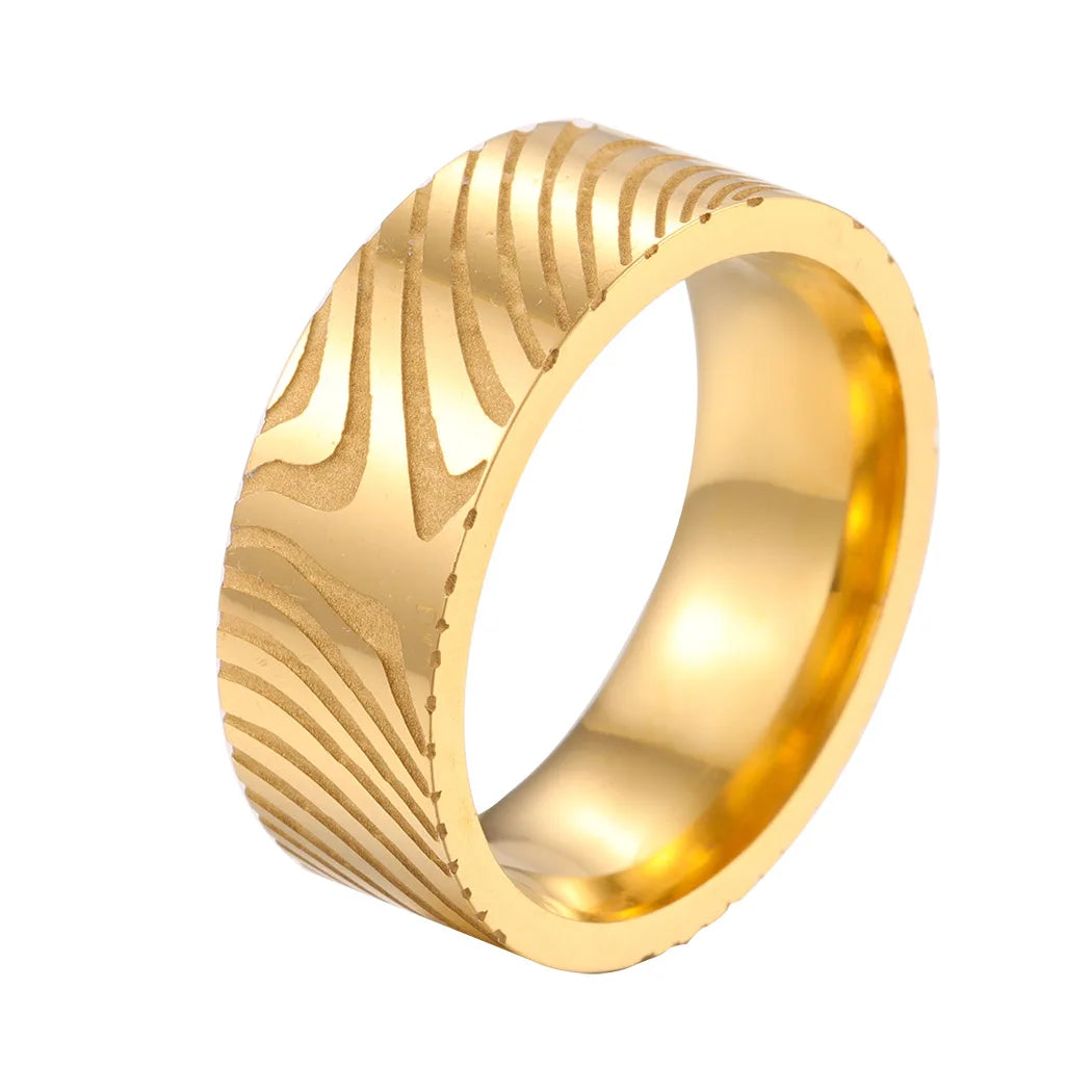 Anillos Stainless Steel Couple Rings Hip HopJewelry Damascus Finger Ring for Women Men Gift