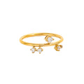 Trendy Simple 18K Gold Plated Stainless Steel Finger Ring With Cut Diamond Fine Line Bezel Setting for Party or Wedding