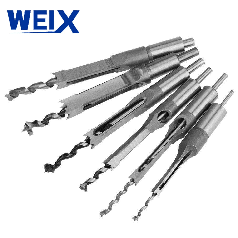 Weix 6mm Square Hole Drill Bits HSS Mortising Chisel Countersink Bits Woodworking Hand Tool
