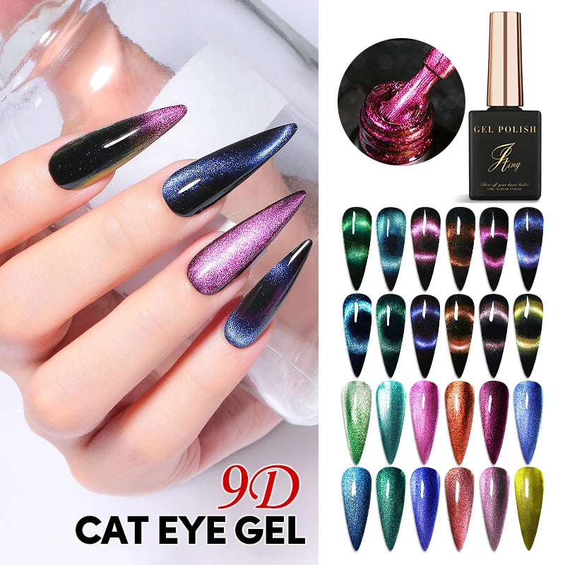 JTING New Trend 12 Colors 9D Chameleon Magnetic Cat Eye Gel Nail Polish Reflective 15ML Bottled OEM Private Label