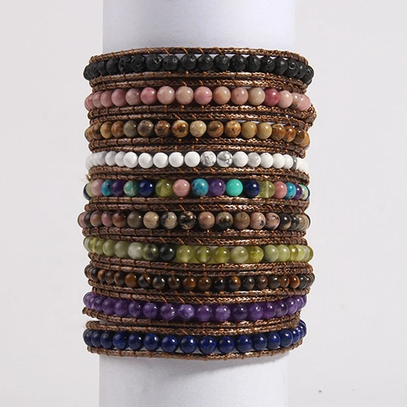 Lava Eco Friendly tiger Eye Women Custom Bracelet Handmade 1 Row 4mm Natural Gemstone Lapis Men 1 Wrap Bracelets
