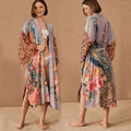 Beach Blouse Peacock Bikini Cover up Positioning Print Beachwear Vacation Sun Protection Cardigan