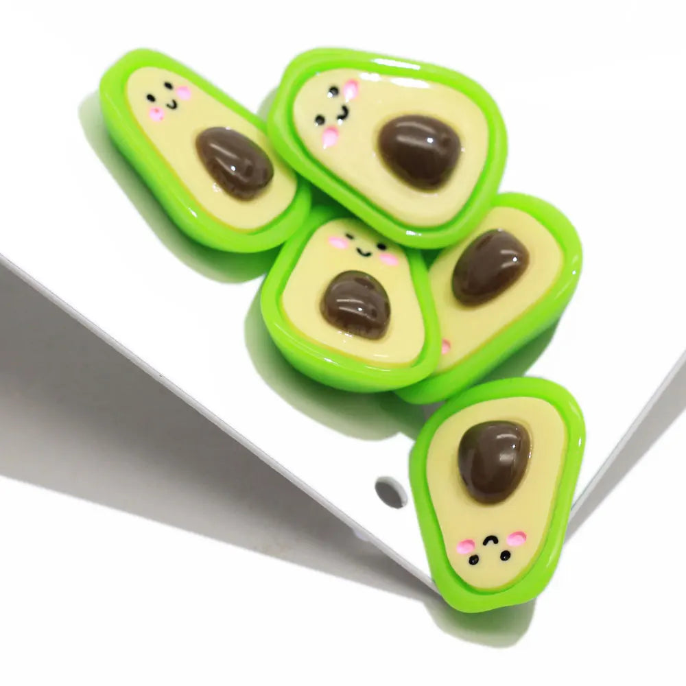 Cute Cartoon Avocado Resin Mini Craft Fruit Charms for Diy Hair Pin Scrapbook Embellishment Supplies