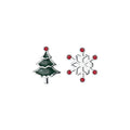 925 Sterling Silver Snow Flower Christmas Tree Zircon Oil Drip Gold Plated Stud Earrings for Women Fashion Jewelry Earrings