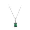 Elegant Exquisite 925 Sterling Silver Simulated Emerald Green Zirconia Pendant Necklace With Clavicle Chain Parties Engagements