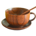 Guansen Fast Delivery Wooden Cup Set Wide-Mouth Tea Cup with Tray and Spoon for Water Tea Coffee Perfect Drinkware