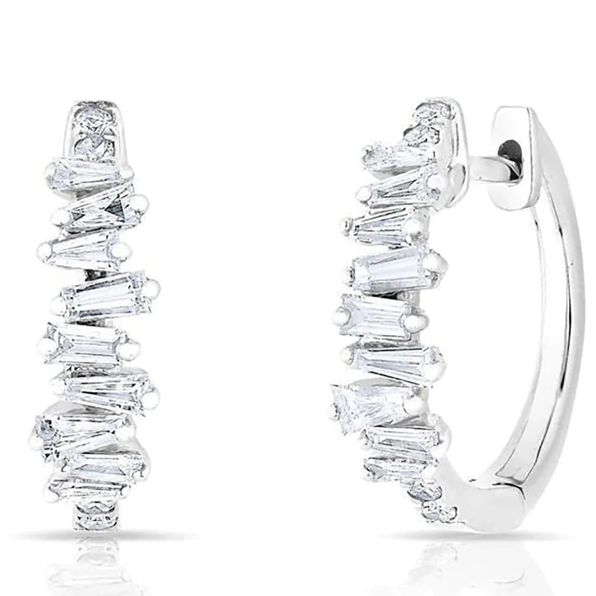 CAOSHI Custom Dainty Irregular Design Crystal Earring for Fashion Party Women Engagement Silver Plated CZ Hoop Earrings Jewelry