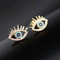 Trendy Fashion Jewelry Gold Zirconia Eye Stud Earrings Korean Cute Earrings for Women