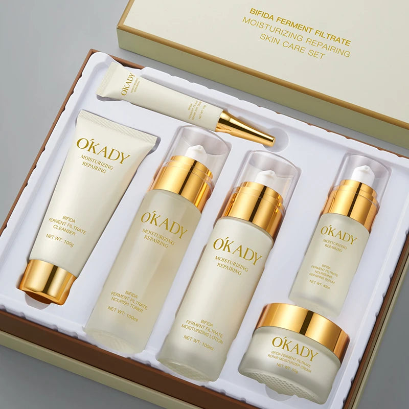 OKADY Hot Sale Face Care Moisturizing Anti-Aging Organic Yeast Facial Care Product Sensitive Skin Complete 6-piece Skin Care Set