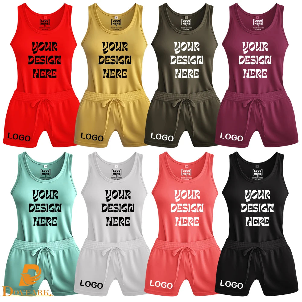2025 Custom Made Solid Breathable Knitting Eco-Friendly Two-Piece Yoga Set for Women Casual Above-Knee Tank Top Shorts