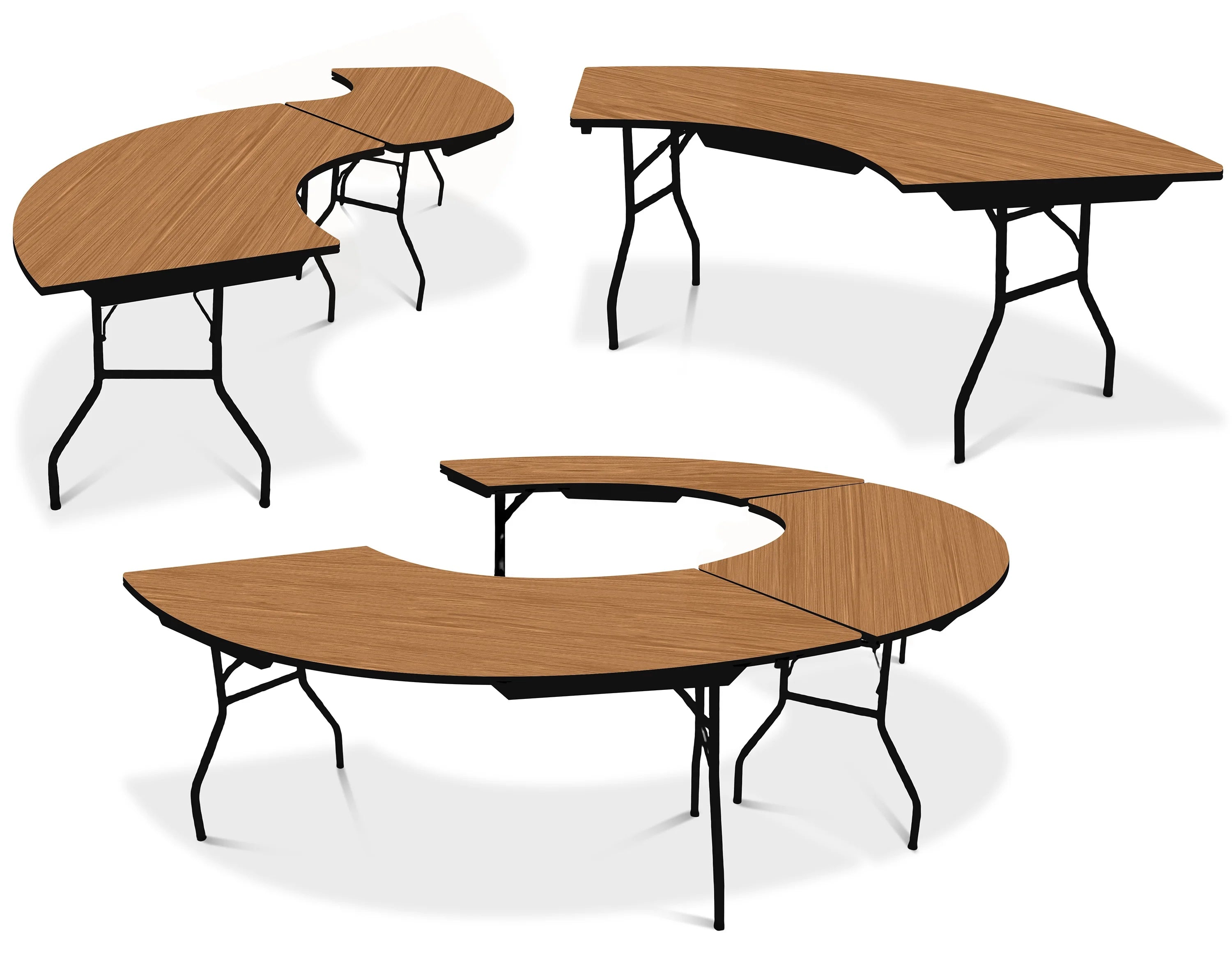 72-Inch Traditional Snake Shape Folding Plywood Dining Table for Outdoor Wedding Party Restaurant Hotel Use Furniture
