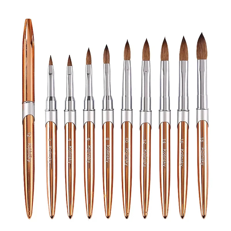 2022 Rose Gold Metal Handle Acrylic Nail Brush 100 Kolinsky Acrylic Nail Brush Kolinsky Kolinsky Brush for Acrylic Nails
