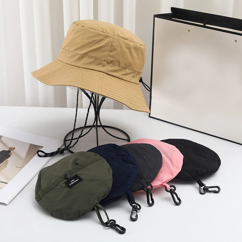 Summer Waterproof  Pocket Fisherman Hat Bag Basin Cap Light Weight  Quick Drying Men Bucket Hat   Packable
