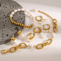 18K Gold Plated Stainless Steel Waterproof Baroque Pearl Bracelet Hypoallergenic Summer Cuff Jewelry for Woman