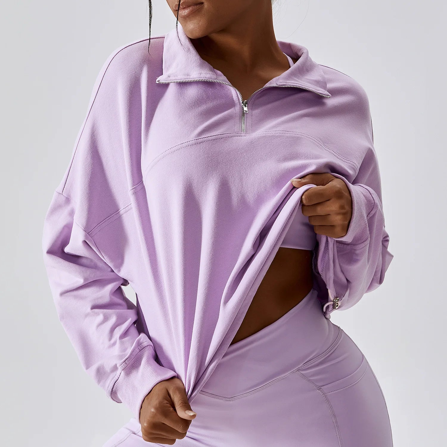 Custom Logo Cotton Stand Collar Women Sports Pullover Half Zipper Blank Oversized Sports Gym Yoga Sweatshirt Women