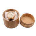 Fashion Bamboo Cylinder Watch Packaging Box Slotted UV Coating Gold Foil Vanishing Varnishing Matt Lamination Embossed Print