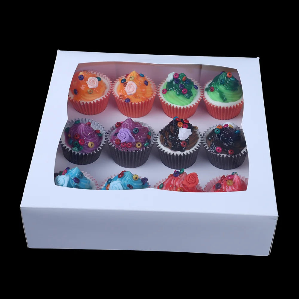 Cake Box with Clear Window Custom Competitive Price Recycled Materials Self Erecting Food Grade Packaging Paper Box 12 X 12 X 6