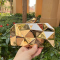 New Arrival Fashion Square Geometric Chain Sparkling Evening Clutch Bag with Wedding Design for Women