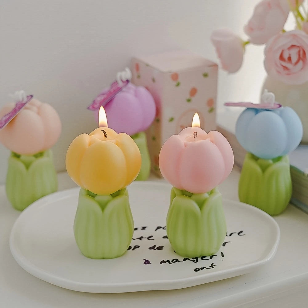 Wholesale Handmade Tulip Soy Wax Scented Candles Gift Wholesale Flower Shape Birthday Candles Home Fragrance Scented Candles