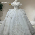 New Crystal Long Cathedral Train Wedding Dresses Gowns Luxury Long Sleeves Bridal Dress Wedding Ball Gown Dw0004