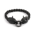 Black PVD Plating Stainless Steel King Chian Wolf Bracelet Mens Viking Jewelry