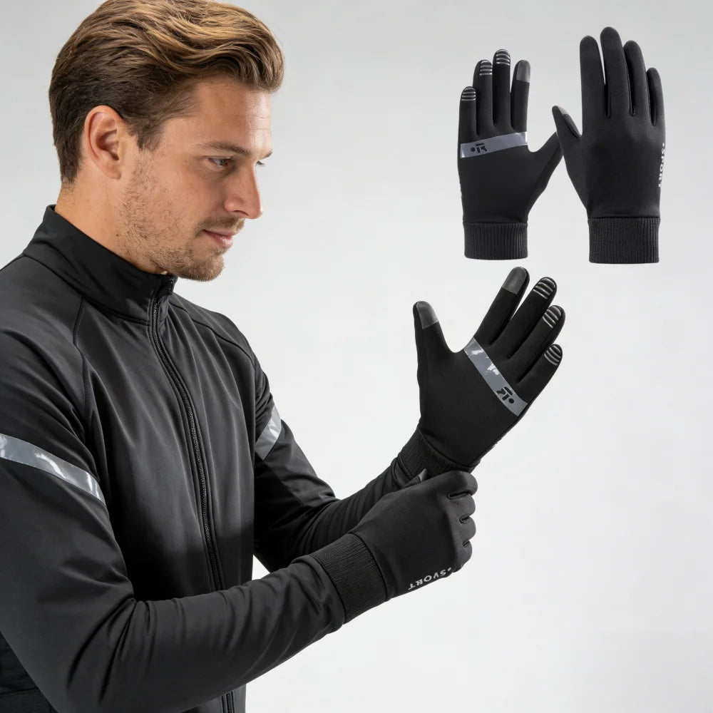 Wholesale Fashion Plush Lining Thermal Sport Man Winter Touch Screen Bike Riding Gloves
