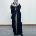 Wholesale Arab Fashion Design Embroidery Lace Women Black Abaya Lace Sleeves Dubai Black Loose Dress